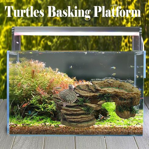 kathson Turtle Basking Platform with Suction Cup Tortoise Climbing Rest Terrace Resin Step Decoration Reptile Habitat Rock Decor for Frogs,Lizards,Geckos,Bearded Dragon-L in Saudi Arabia