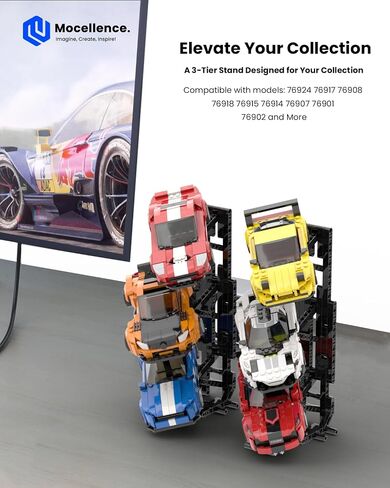 حامل عرض لسيارات Lego Speed ​​Champion، حامل مطور من طبقتين لسيارة Lego 76917 76908 76918 76915 76914 76907 76901 76902 والمزيد، مجموعة بناء العرض للأطفال والفتيان والفتيات (عبوة واحدة) in Saudi Arabia