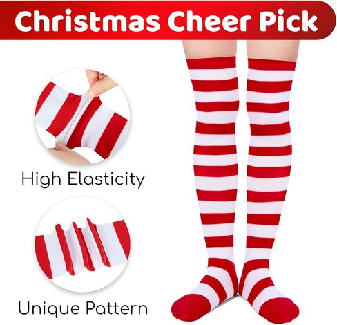 Striped Thigh High Socks - Knee High Over the Knee Socks for Women Teen Girls 4 Pack, School Socks Long Socks Over the Knee Socks in Saudi Arabia