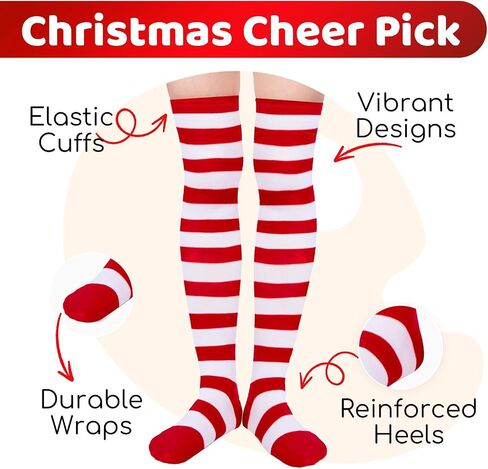 Striped Thigh High Socks - Knee High Over the Knee Socks for Women Teen Girls 4 Pack, School Socks Long Socks Over the Knee Socks in Saudi Arabia