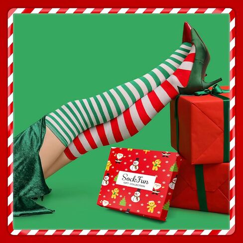 Striped Thigh High Socks - Knee High Over the Knee Socks for Women Teen Girls 4 Pack, School Socks Long Socks Over the Knee Socks in Saudi Arabia
