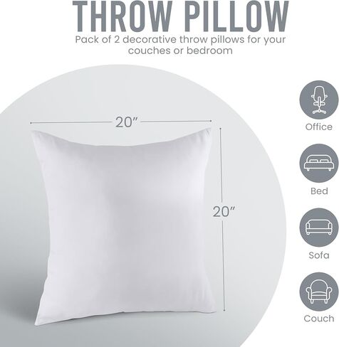 Utopia Bedding Throw Pillows Insert (Pack of 2, White) - 18 x 18 Inches Bed and Couch Pillows - Indoor Decorative Pillows in Saudi Arabia
