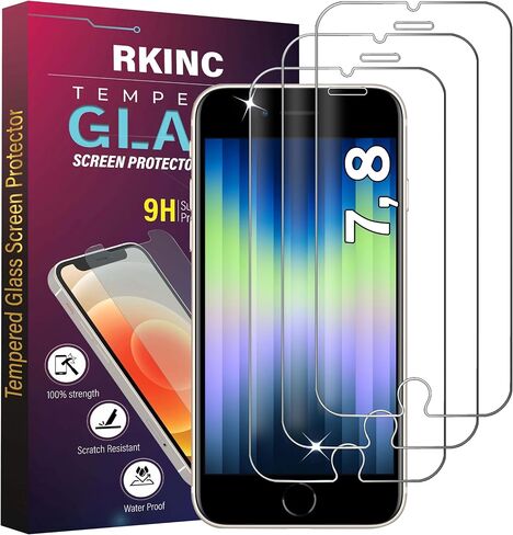 RKINC Screen Protector [4-Pack] for iPhone 8 / iPhone 7, Tempered Glass Film Screen Protector, 0.33mm [LifetimeWarranty][Bubble-Free][Anti-Scratch][Anti-Shatter] in Saudi Arabia