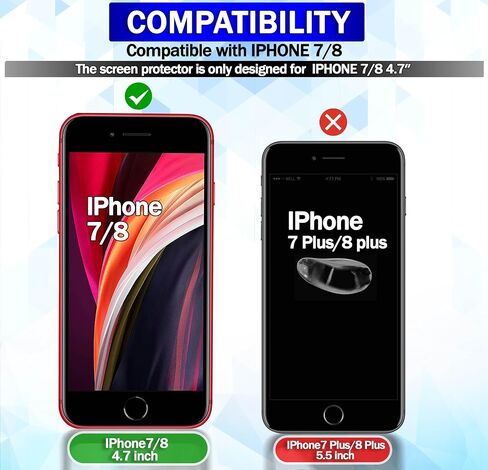 RKINC Screen Protector [4-Pack] for iPhone 8 / iPhone 7, Tempered Glass Film Screen Protector, 0.33mm [LifetimeWarranty][Bubble-Free][Anti-Scratch][Anti-Shatter] in Saudi Arabia