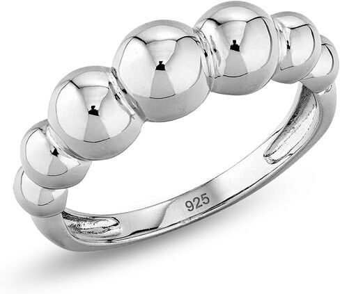 LeCalla 925 Sterling Silver Bead Band Ring for Women | Eternity Beaded Style Wedding Band | Classic Simple Plain Stackable Finger Rings in Saudi Arabia