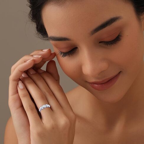 LeCalla 925 Sterling Silver Bead Band Ring for Women | Eternity Beaded Style Wedding Band | Classic Simple Plain Stackable Finger Rings in Saudi Arabia