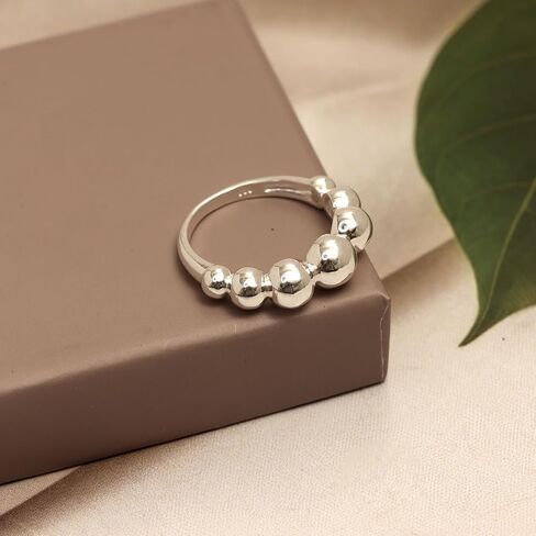 LeCalla 925 Sterling Silver Bead Band Ring for Women | Eternity Beaded Style Wedding Band | Classic Simple Plain Stackable Finger Rings in Saudi Arabia