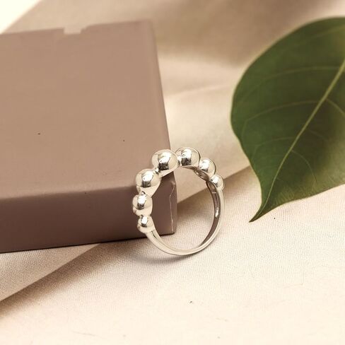 LeCalla 925 Sterling Silver Bead Band Ring for Women | Eternity Beaded Style Wedding Band | Classic Simple Plain Stackable Finger Rings in Saudi Arabia