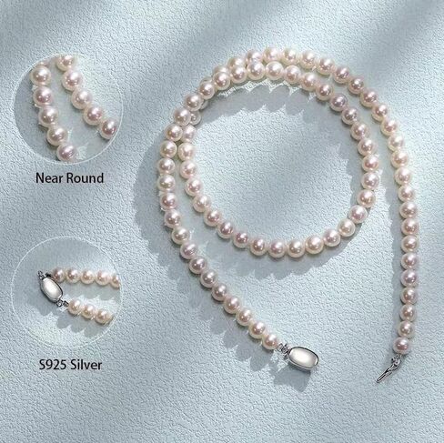 White Freshwater Cultured Pearl Necklace for Women with AAAAA Quality Round, Pearl Gifts for Christmas, Holidays，Valentine's Day and Anniversary in Saudi Arabia