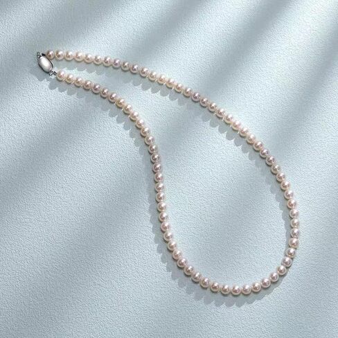 White Freshwater Cultured Pearl Necklace for Women with AAAAA Quality Round, Pearl Gifts for Christmas, Holidays，Valentine's Day and Anniversary in Saudi Arabia