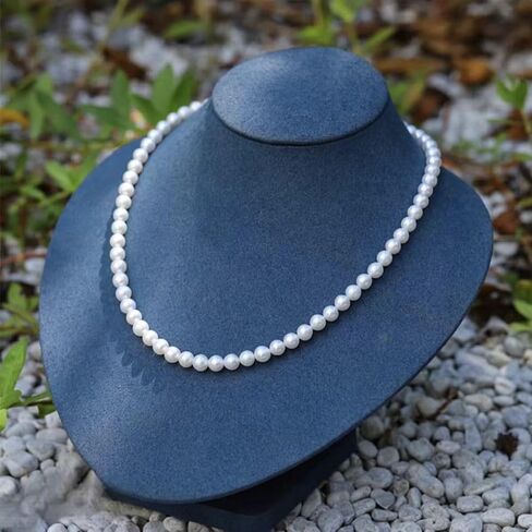 White Freshwater Cultured Pearl Necklace for Women with AAAAA Quality Round, Pearl Gifts for Christmas, Holidays，Valentine's Day and Anniversary in Saudi Arabia