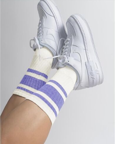 Fun Novelty Striped Retro Crew Socks For Women Sporty Calf Casual Cotton Socks Women in Kuwait