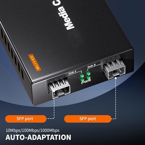 Gigabit SFP to RJ45 Fiber Media Converter, 1.25G Fiber to Ethernet Converter | 10/100/1000Base-TX to 1000Base-Fx Bridging Converter | Versatile Compatibility | Auto-Negotiation（1 PCS） in Saudi Arabia