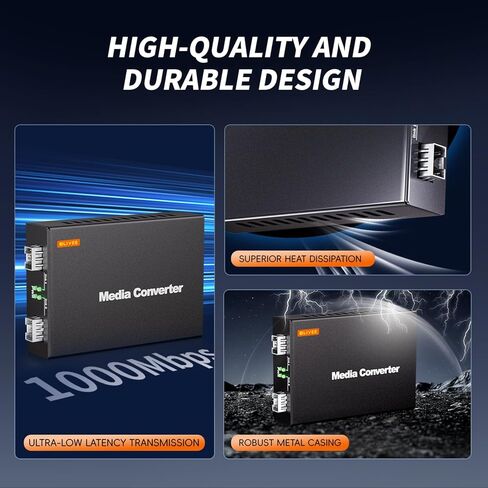 Gigabit SFP to RJ45 Fiber Media Converter, 1.25G Fiber to Ethernet Converter | 10/100/1000Base-TX to 1000Base-Fx Bridging Converter | Versatile Compatibility | Auto-Negotiation（1 PCS） in Saudi Arabia