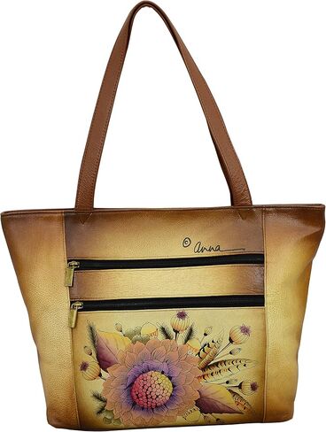 Anna by Anuschka Women Hand Painted Genuine Leather Large Tote - Vintage Garden in Saudi Arabia