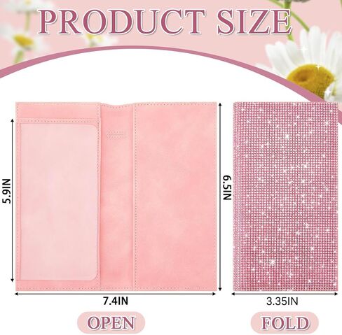 Bling Rhinestone Checkbook Cover for Women, RFID Blocking White PU Leather Check Book Wallet Gifts for Girls Women Leather Check Registers Duplicate Holder Divider in Saudi Arabia
