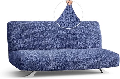 PAULATO BY GA.I.CO. Futon Cover - Armless Couch Cover Sofa Bed Slipcover Without Armrest - Soft Fabric Cover - 1-Piece Form Fit Stretch Futon Cover for Kid Pet - Microfibra Collection - Crisp White in Kuwait