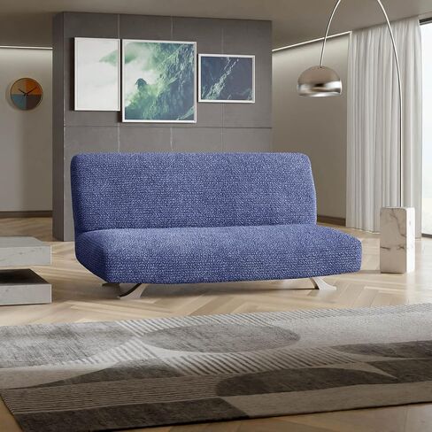 PAULATO BY GA.I.CO. Futon Cover - Armless Couch Cover Sofa Bed Slipcover Without Armrest - Soft Fabric Cover - 1-Piece Form Fit Stretch Futon Cover for Kid Pet - Microfibra Collection - Crisp White in Kuwait