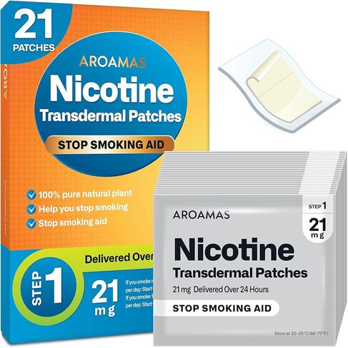 Aroamas Nicotine Patches to Help Quit Smoking, Stop Smoking - Delivered Over 24 Hours Nicotine Transdermal System to Stop Smoking Aids That Work (Stop Smoking Step 1 [2 Pack]) in Saudi Arabia
