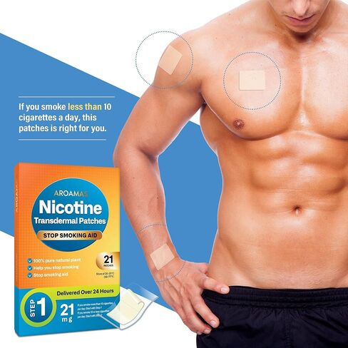 Aroamas Nicotine Patches to Help Quit Smoking, Stop Smoking - Delivered Over 24 Hours Nicotine Transdermal System to Stop Smoking Aids That Work (Stop Smoking Step 1 [2 Pack]) in Saudi Arabia