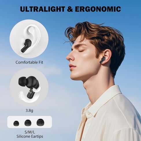 HTC True Wireless Earbuds 1 Bluetooth 5.1 with USB-C Charging Case, 32-Hour Playtime, Built-in Microphone with ENC, Touch Control Wireless Earbuds in Kuwait
