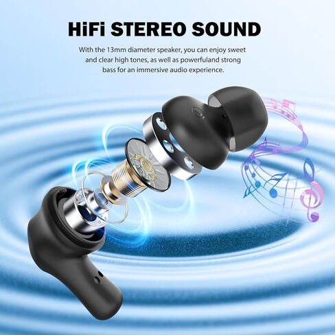 HTC True Wireless Earbuds 1 Bluetooth 5.1 with USB-C Charging Case, 32-Hour Playtime, Built-in Microphone with ENC, Touch Control Wireless Earbuds in Kuwait