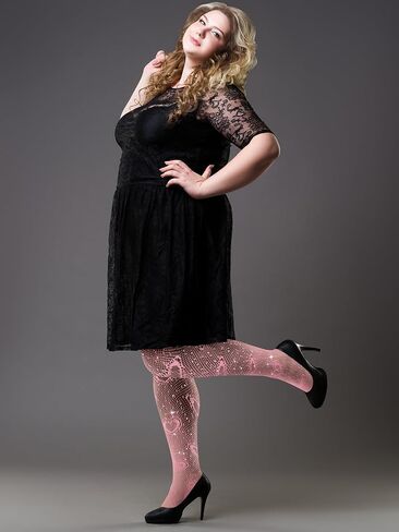 Geyoga 3 Pair Plus Size Rhinestone Fishnets Stockings Glitter Sparkly Tights High Waist Black Fishnet Pantyhose for Women in Saudi Arabia