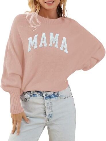 Womens Merry Christmas Sweaters Long Batwing Sleeve Sweater Loose Fit Pullover Top Sweaters in Saudi Arabia