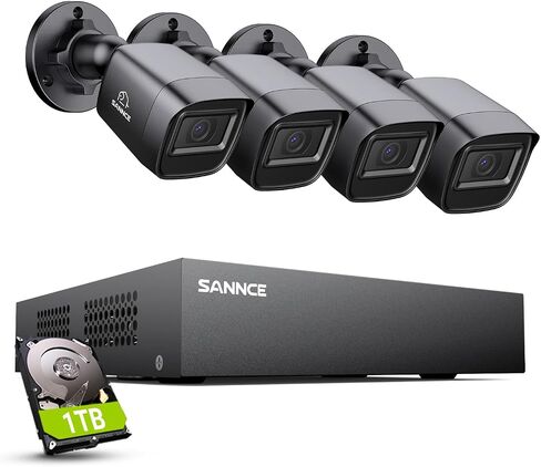 SANNCE 1080P Wired Security Camera System with 1TB Hard Drive, 5-in-1 Hybrid 8CH DVR and 4Pcs Surveillance CCTV Cameras with 100ft Night Vision, IP66 Waterproof, Easy Remote Access, 24/7 Recording in Saudi Arabia