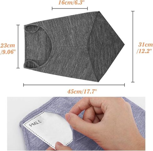 MoKo Scarf Mask Bandana with Ear Loops 3 Pack, Neck Gaiter Balaclava with Filter Pocket UV Sun Protection Face Mask for Dust Wind Motorcycle Cycle Bandana Headband for Women Men, Black in Kuwait