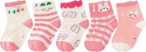 Toddler Girls Boys Kids Crew Socks Novelty Fashion Cotton Socks 5 Pairs in Saudi Arabia