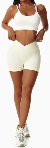 Vertvie Women's Workout Gym Shorts Booty V Cross Spandex Yoga Biker Shorts Scrunch Butt High Waisted Athletic Leggings in Kuwait