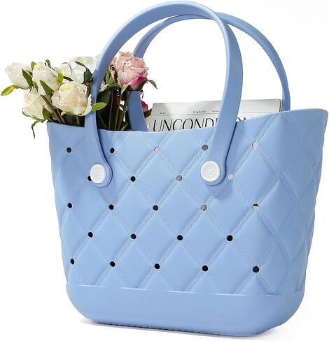 X Large Beach Bag Rubber Tote Bag, Waterproof Washable Proof Travel Bag for Women Handbag for Sports Beach Market Pool in Saudi Arabia