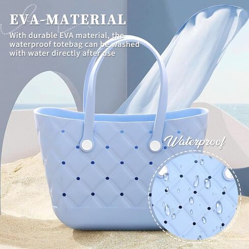 X Large Beach Bag Rubber Tote Bag, Waterproof Washable Proof Travel Bag for Women Handbag for Sports Beach Market Pool in Saudi Arabia