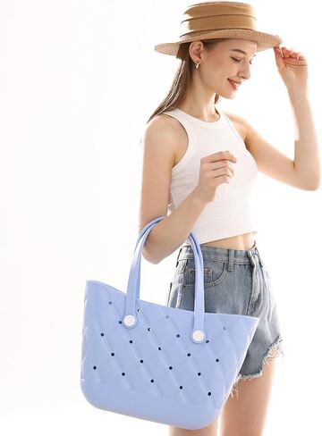 X Large Beach Bag Rubber Tote Bag, Waterproof Washable Proof Travel Bag for Women Handbag for Sports Beach Market Pool in Saudi Arabia