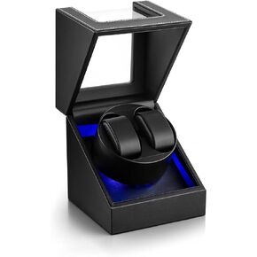 SHOWPIN Automatic Double Watch Winder: Watch Rotator for Automatic Watches, Rotating Watch Box with Super Quiet Motor, 2 Rotation Mode Setting and USB Powered