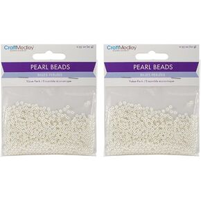 Craft Medley 850 Piece Acrylic Pearl Beads, 3mm, Ivory