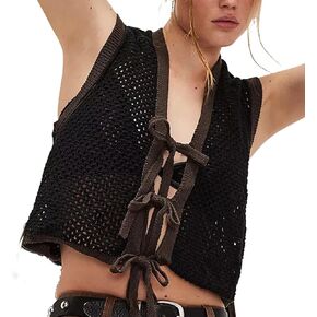 قطع علوية من الكروشيه للنساء سترة صيفية محبوكة قمصان مجوفة بأزرار للأسفل بأكمام قصيرة قطع علوية قصيرة موضة Y2K تي شيرت in Kuwait