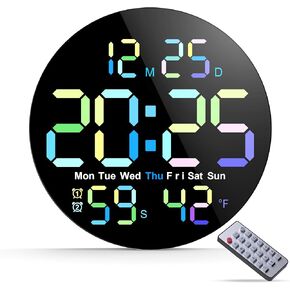 Large Digital Wall Clock, Digital Clock Large Display with Seconds Precision Display Auto Brightness Remote Control Timer Input Muteable Button, Digital Clock for for Living Room, Bedroom, Office