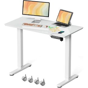 JOY worker Small Electric Standing Desk, 35" x 20" Whole Piece Height Adjustable Desk with Memory Controller, Grey Sit to Stand Desk Workstation for Home Office