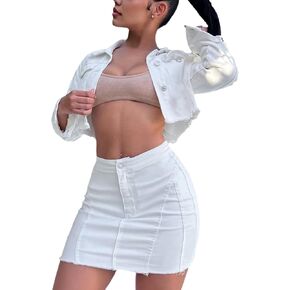 Women's Denim Jackets Cropped Jean Jacket Long Sleeve Casual Button Down Crop Jean Jacket