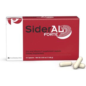 SiderAL® Forte by PHARMANUTRA: Sucrosomial® Iron Supplement & Vitamin C, 180 Caps – Nutritional Deficiency Support, High Absorption, Greatly Tolerated.