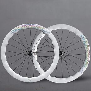 SUPERTEAM 53mm Disc Brake Wheels Road Bike 700c Tubeless Wheelset 28mm with White Painting