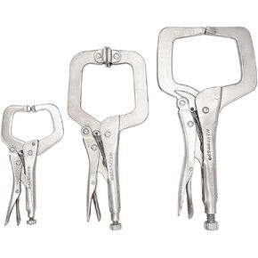 MAXPOWER 15-pieces Locking Pliers with C-clamps Set, Long Nose Pliers, Pinch Off Pliers, Sheet Metal Clamp, U Shaped Pliers with Tool Bag for Storage