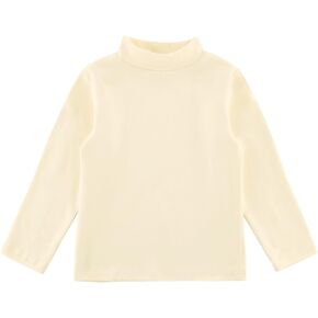 Boys Girls Soft Cotton Long Sleeve Turtleneck Shirts Solid Color Autumn T-Shirt for Kids 2T-8 Years in Kuwait