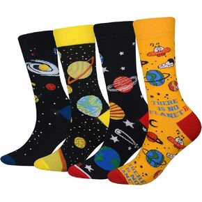 Men's 2/4 Packs Fun Crazy Novelty Dress Crew Socks