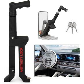 Brake Pedal Lock, Car Anti Theft Car Device Brake Clutch Lock, Heavy-Duty Stainless Car Lock Security Protection, Anti-Theft Prevention Device with 3 Keys for Car/SUV/Van