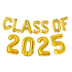 Congrats Grad Banner, Graduation Decorations Class of 2024, Graduation Banner, 16 Inch Gold Graduation Balloons for Congrats Grad Decorations, Congrats Balloon for Graduation Decoration