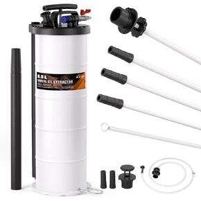 Oil Extractor Pump for Volume 6.5L - Vacuum Fluid Extractor of Pneumatic & Manual 2 in 1 with 4 Extension Suction Tubes & Brake Bleeding Hose for Boats Lawn-mowers Automotive