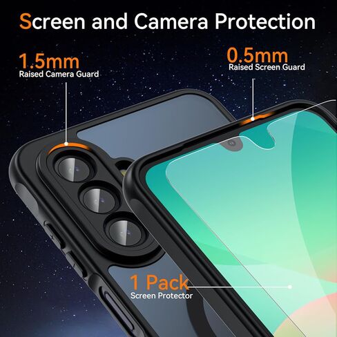 جراب BESINPO مغناطيسي لهاتف Samsung Galaxy A25 5G، حماية من السقوط من الدرجة العسكرية مع واقي شاشة من الزجاج المقسى وغطاء ممتص للصدمات رفيع لهاتف Samsung A25 5G (أسود) in Kuwait